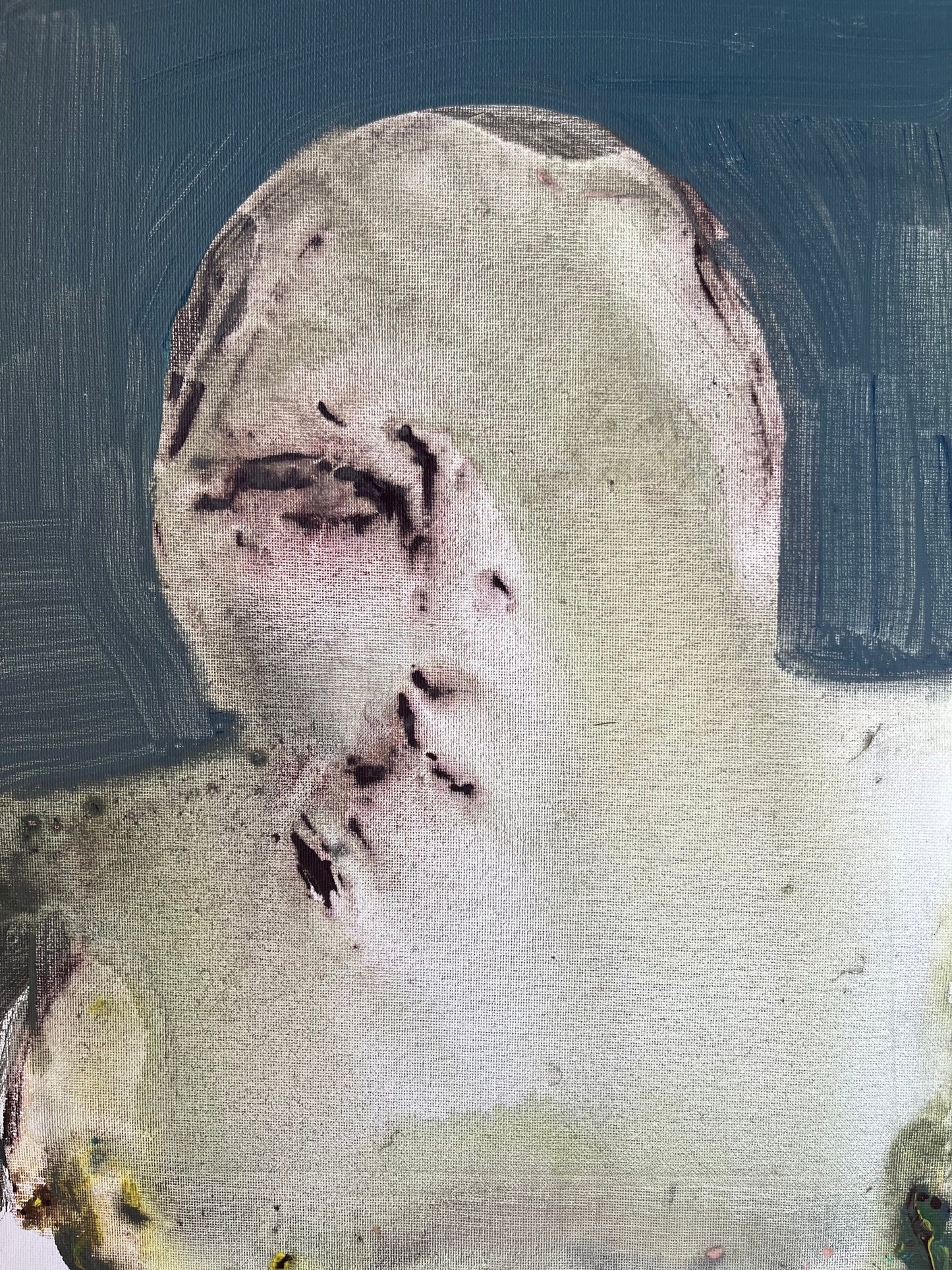 François Legoubin - Peinture - Demi Visage Vert Dans Vert