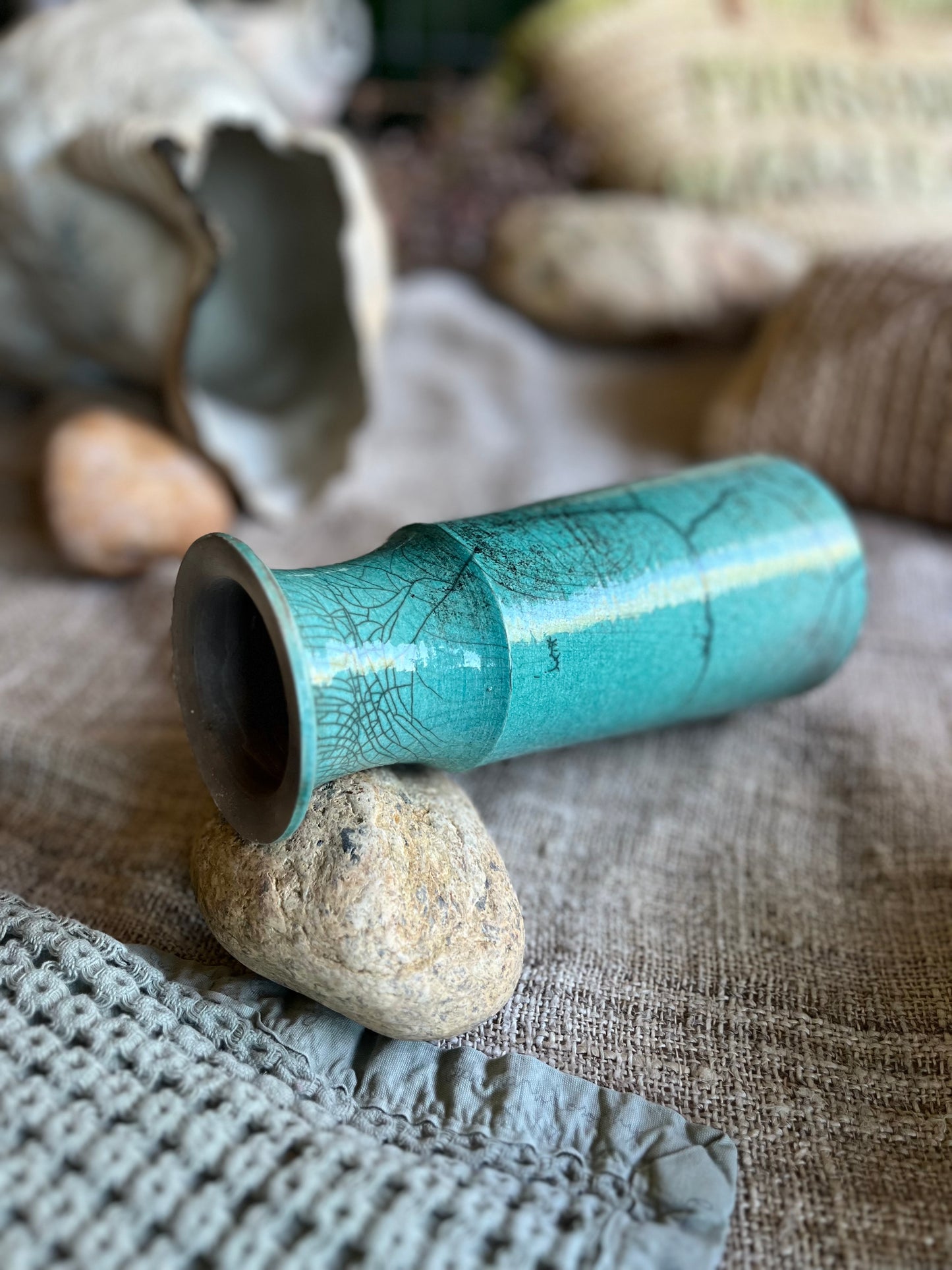 Vase Vert - Raku Caroline