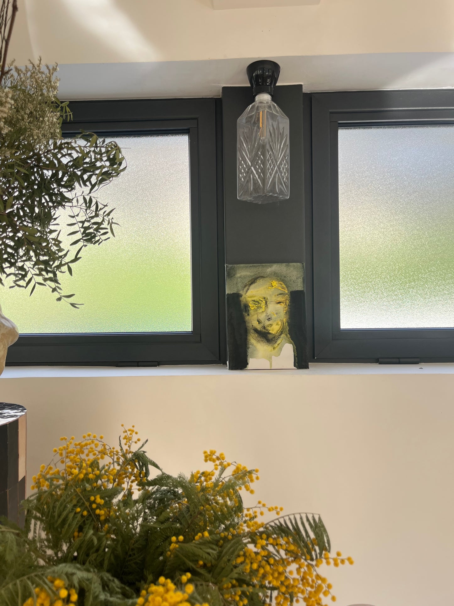 François Legoubin - Visage haut dans vert, bas dans noir