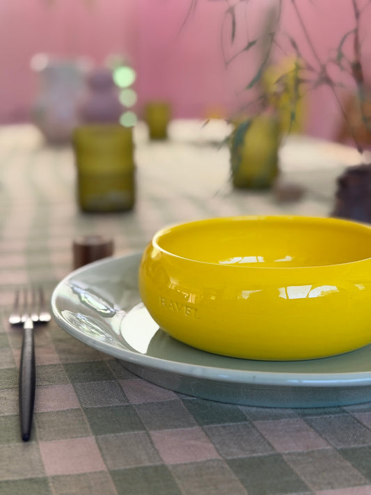 4 Assiettes creuses Jaune Soleil Ravel