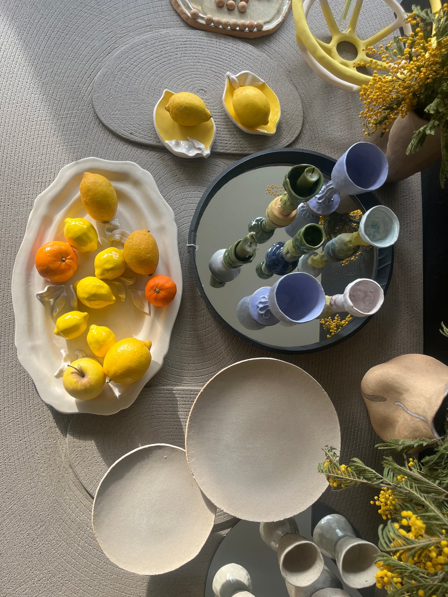 Lot plat apéro saucier et présentoirs à gâteaux - Cceramique