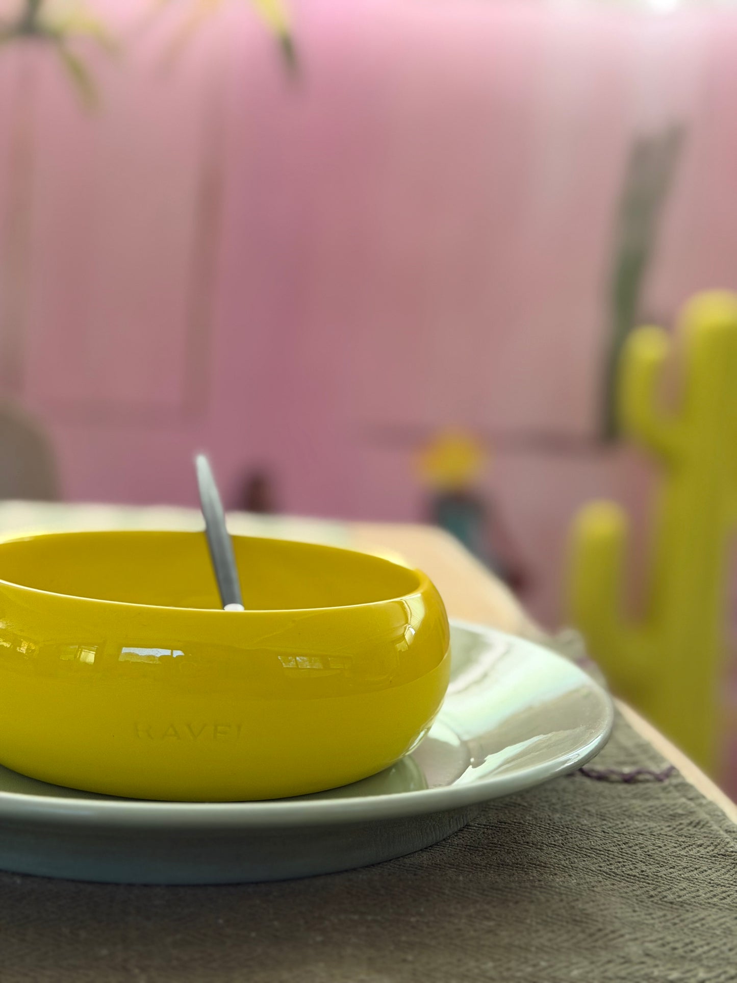 4 Assiettes creuses Jaune Soleil Ravel
