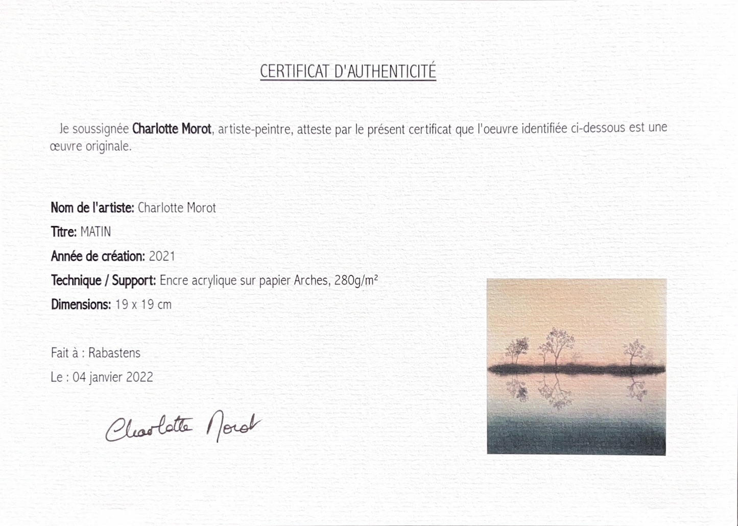 Charlotte Morot - Encre sur Papier - Matin