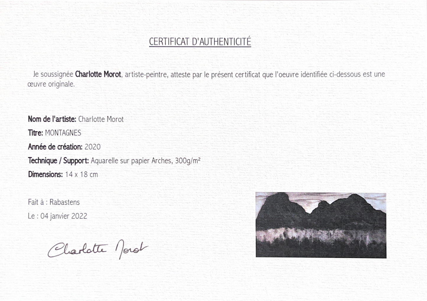 Charlotte Morot - Aquarelle sur Papier - Montagnes