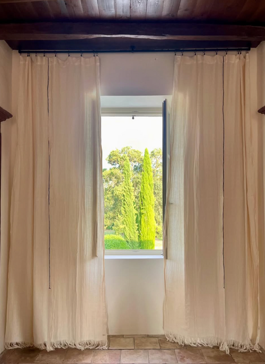 Modèle d'expo. Rideau en Lin Lavé Frangé BIRDY- Bed And Philosophy