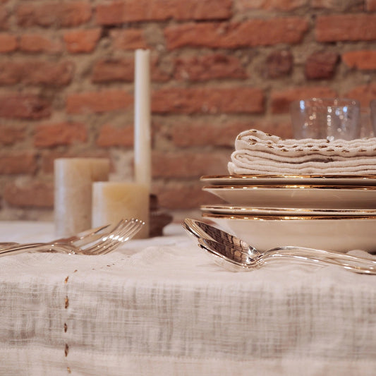 Modèle d’expo Nappe Lucette écru 200x300 coton flammé