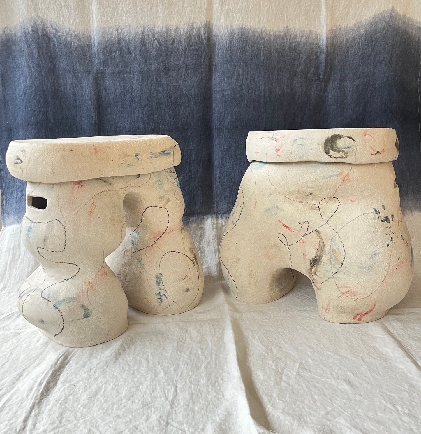 Tabouret vase-jarre avec son capuchon plateau - Collab Maison Makeba x MR Céramique
