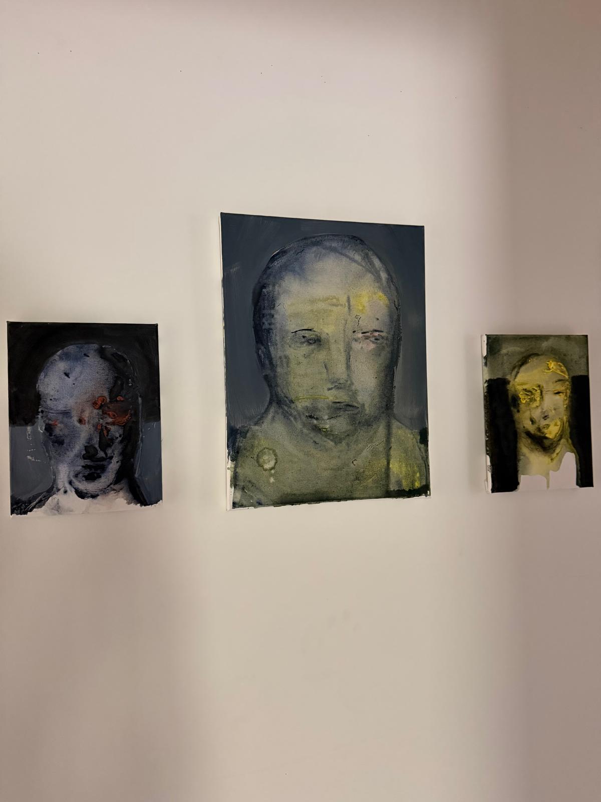 François Legoubin - Peinture - Visage Vert Dans Bleu