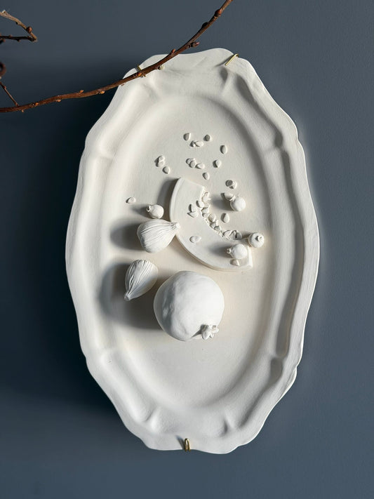 Maison Bonjour - Ensemble - 2 Plats & 1 Bougeoir en Porcelaine