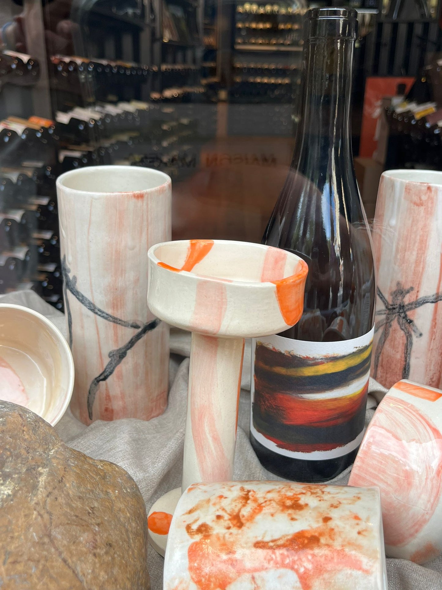 "VERRES À TRAITS", Verres à pied - Collab Anne Kurzberg x Maison Makeba
