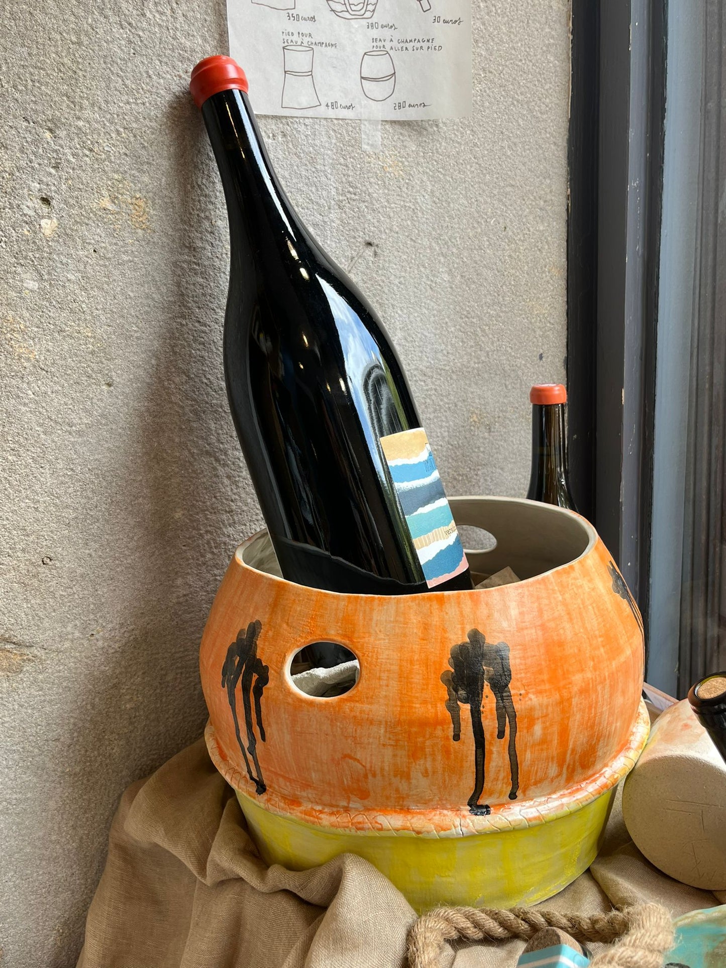 "LE TANDEM", Seau à champagne et son pied - Collab Florence Dary x Maison Makeba