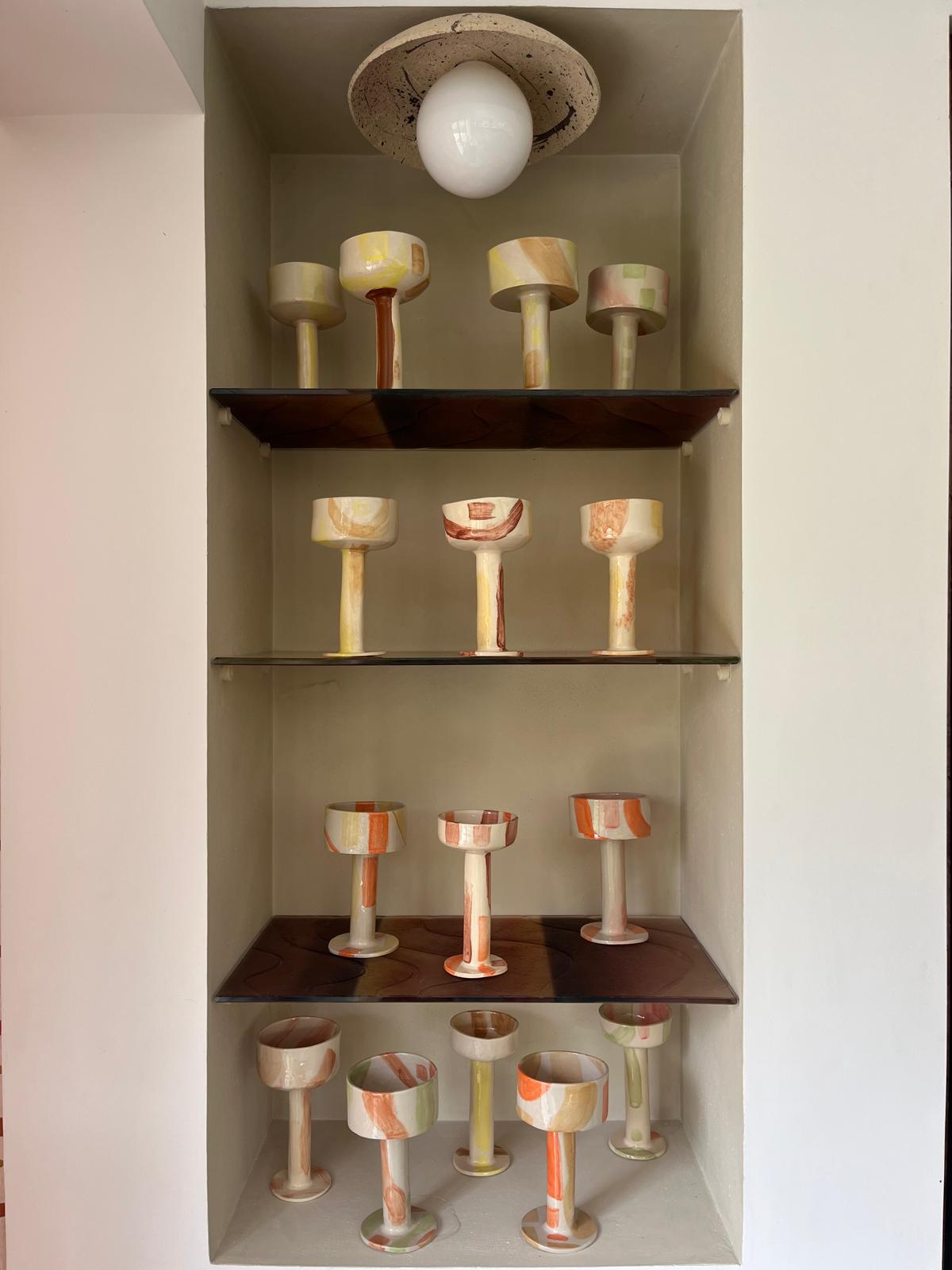 "VERRES À TRAITS", Verres à pied - Collab Anne Kurzberg x Maison Makeba
