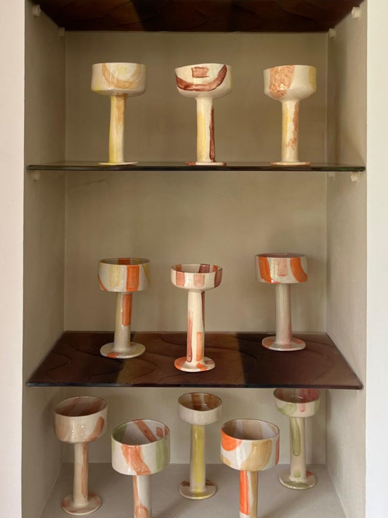 "VERRES À TRAITS", Verres à pied - Collab Anne Kurzberg x Maison Makeba