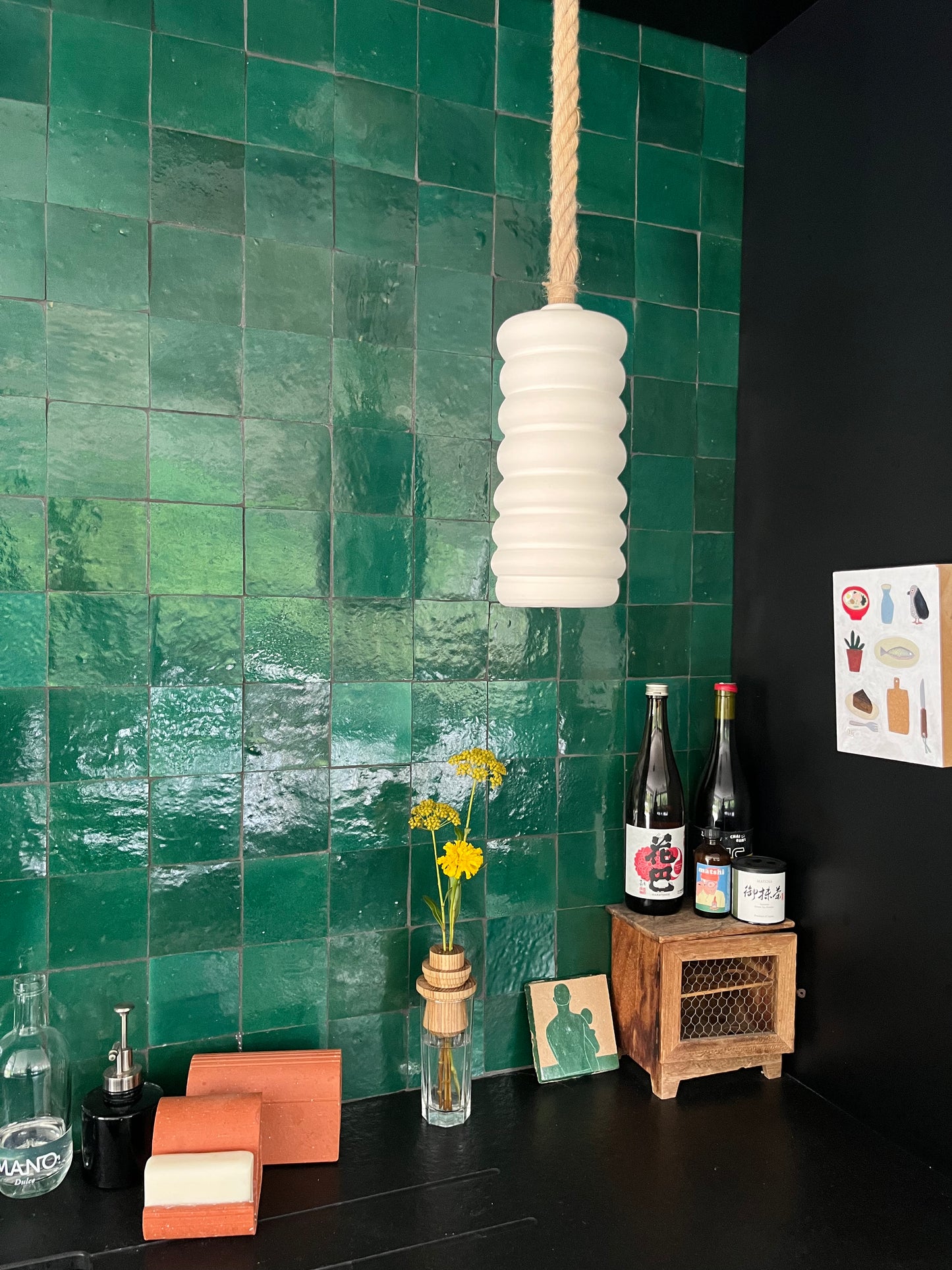 Soliflore « Cenote » verre et bois Jeremy Niquet