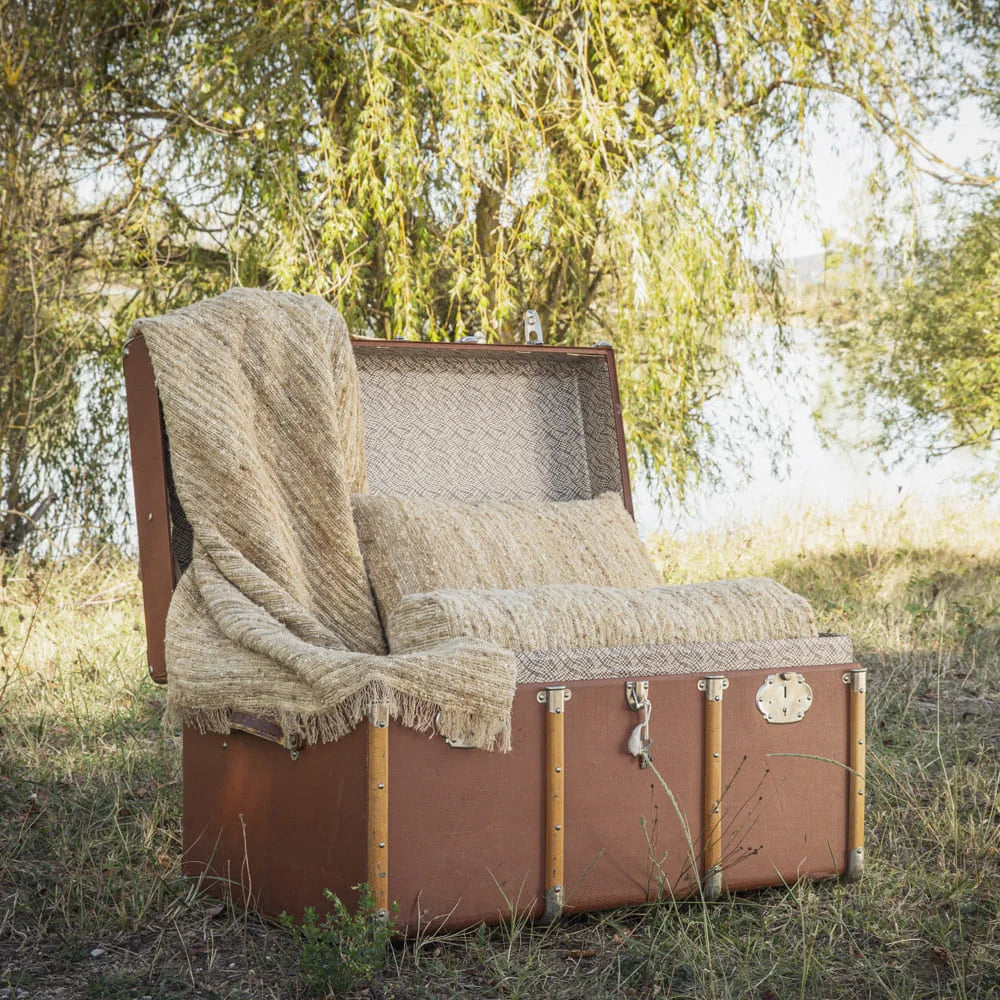 Plaid frangé en soie - GARANCE MIEL- Bed&Philosophy