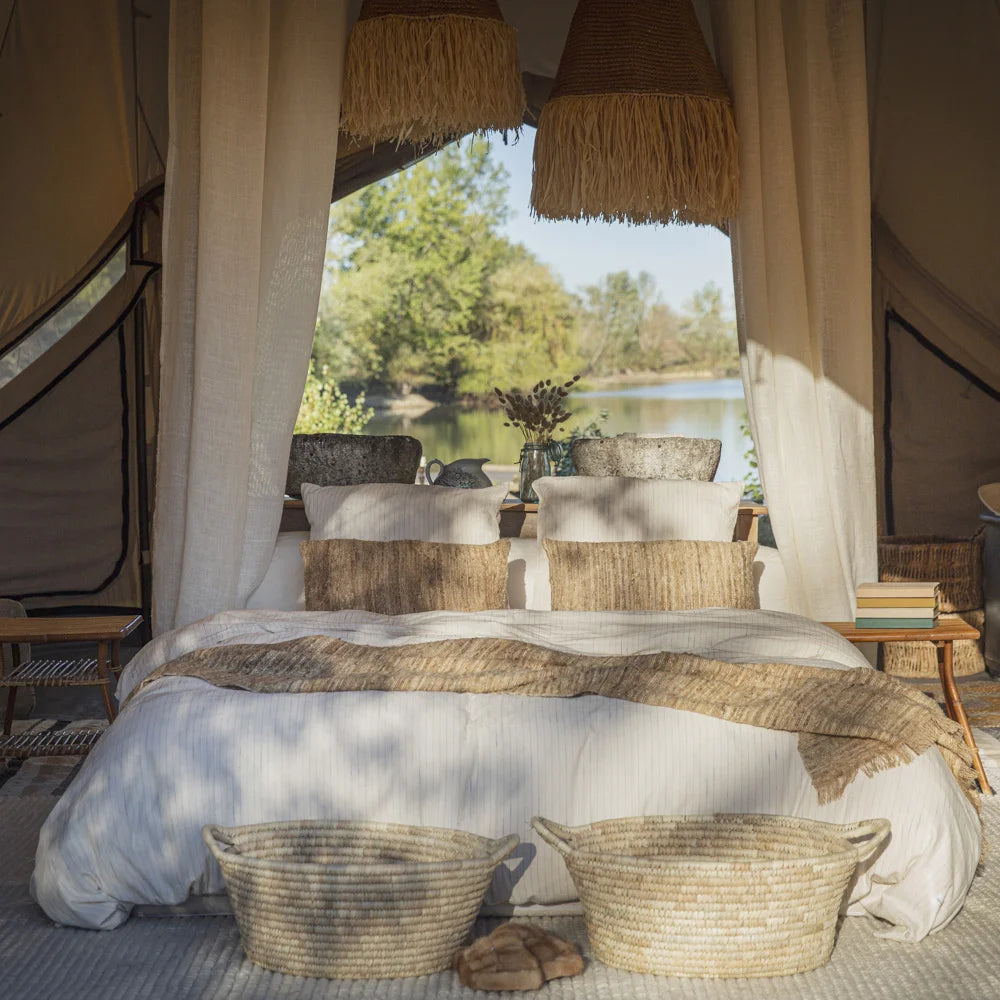 Plaid frangé en soie - GARANCE MIEL- Bed&Philosophy