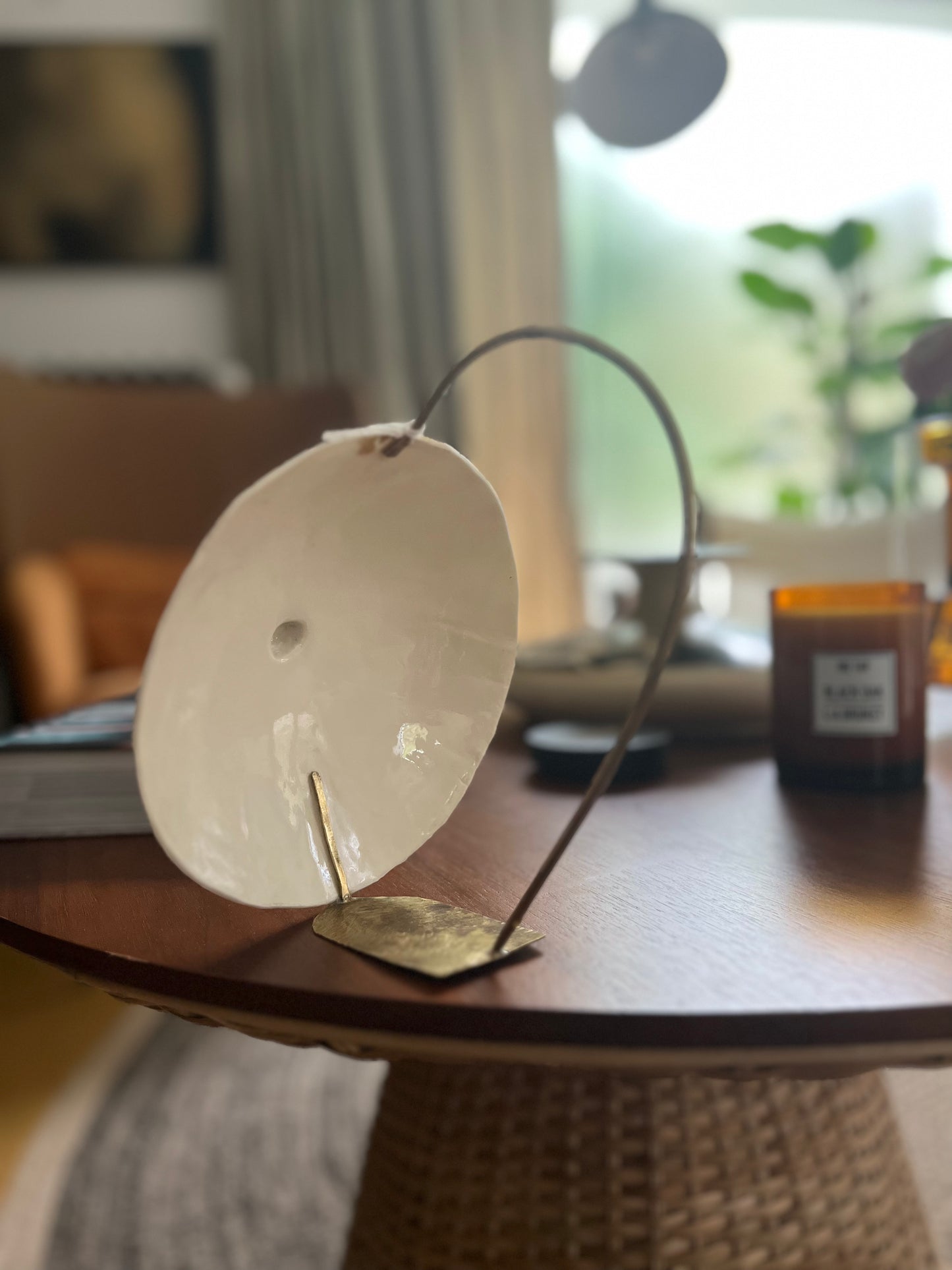Photophore Desseins porcelaine blanche et or Jordane Somville