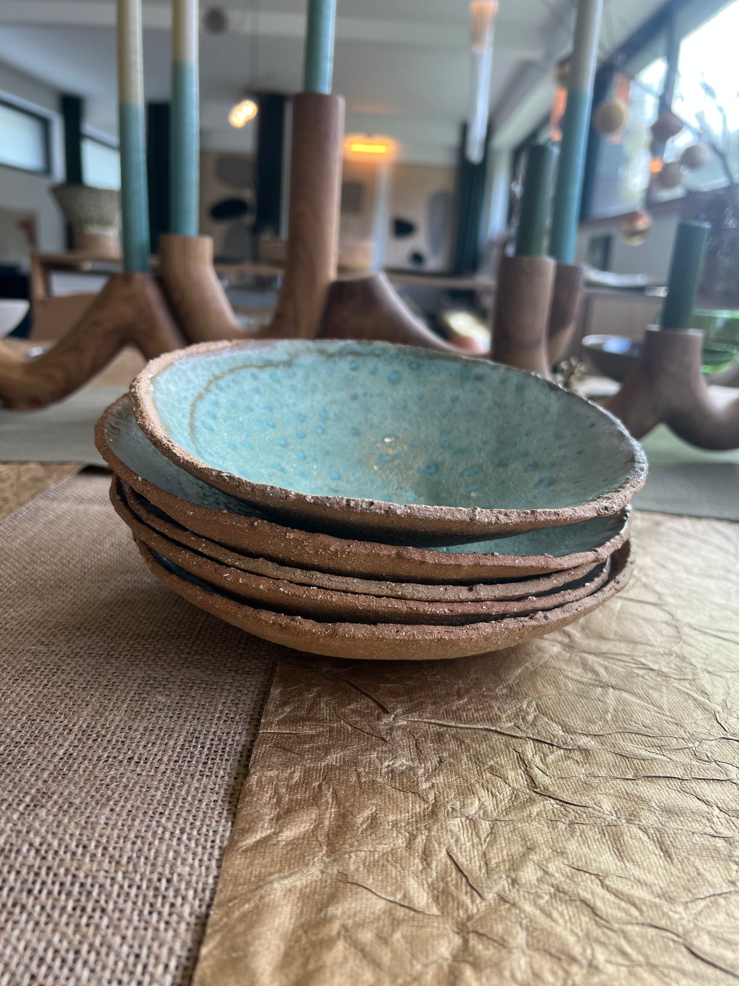 Assiettes creuses turquoise Marie Fekroun