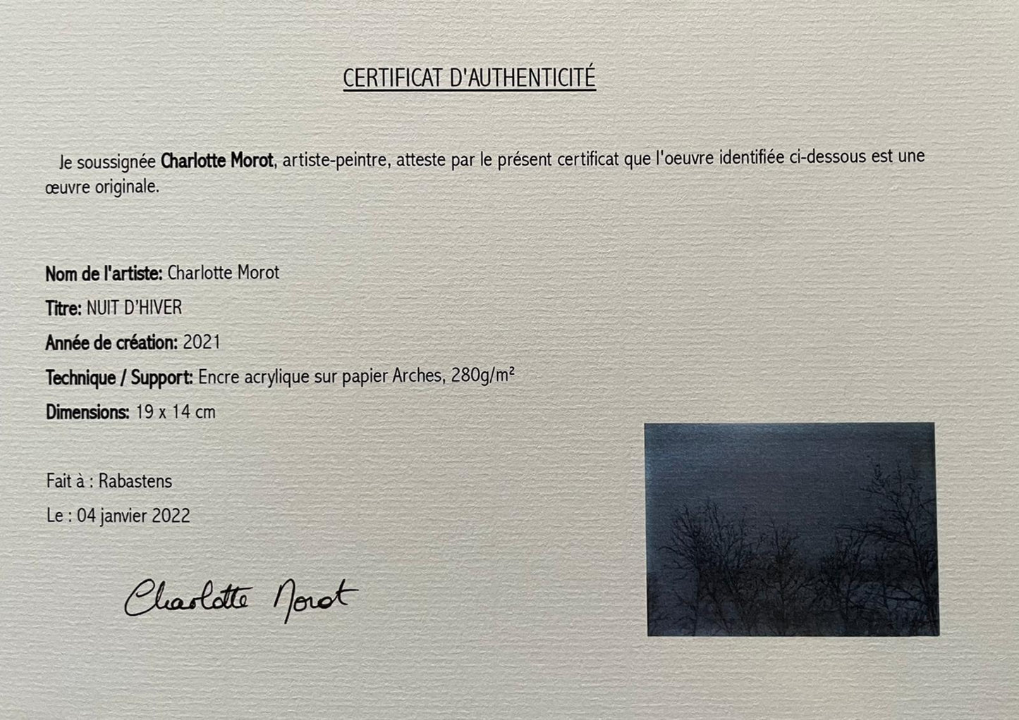 Charlotte Morot - Encre sur Papier - Nuit d'Hiver