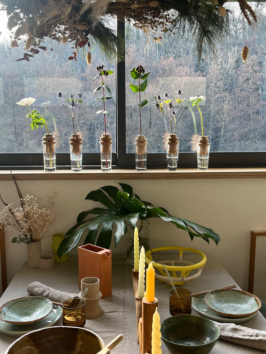 Soliflore « Cenote » verre et bois Jeremy Niquet