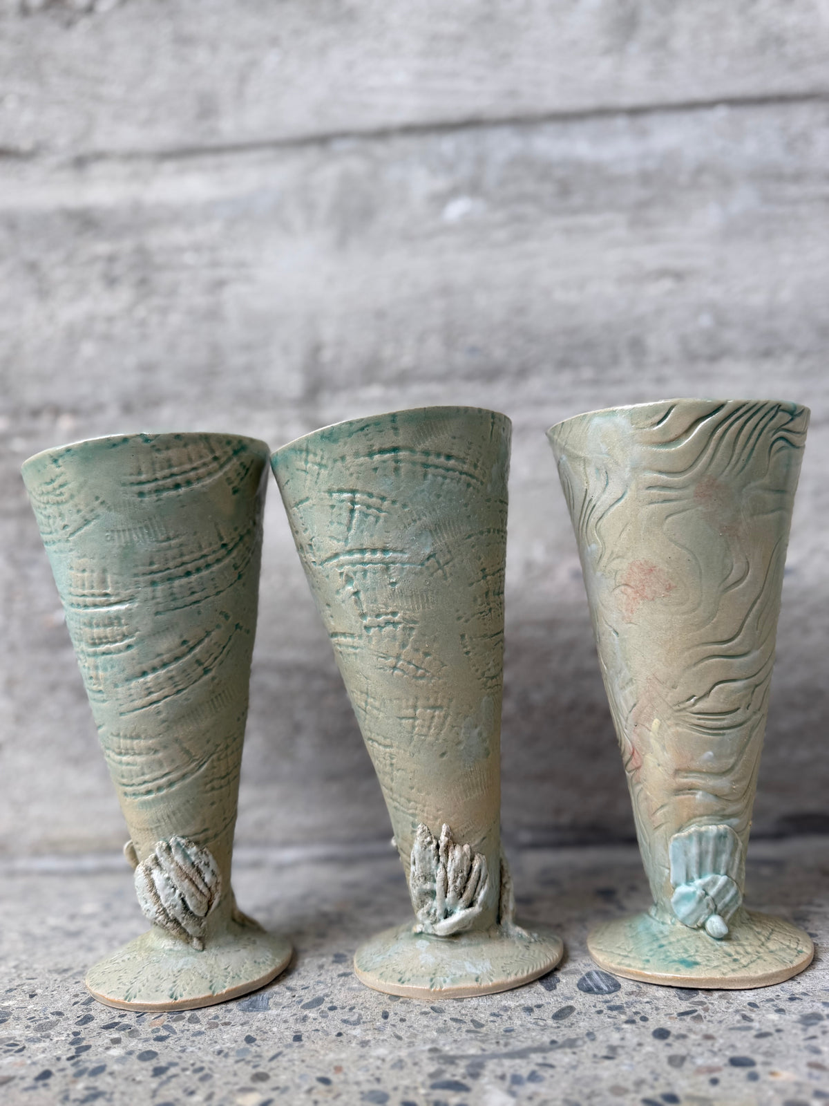 Les 3 verres vert de mer