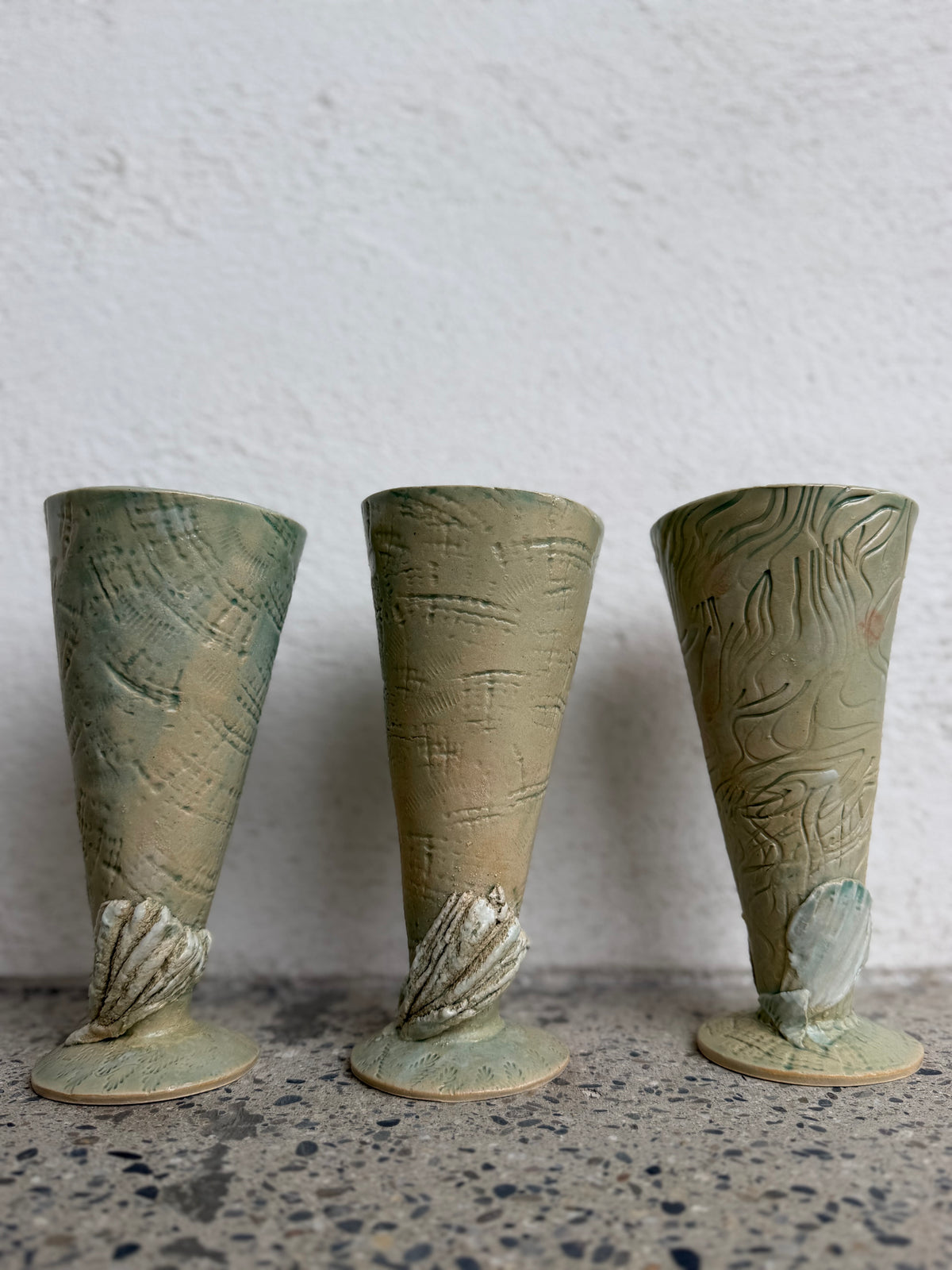 Les 3 verres vert de mer