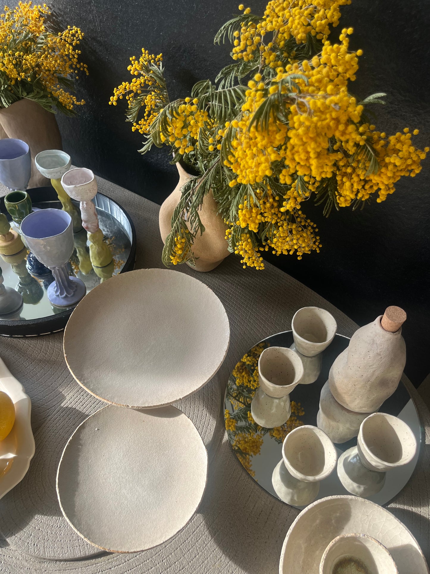 Lot plat apéro saucier et présentoirs à gâteaux - Cceramique