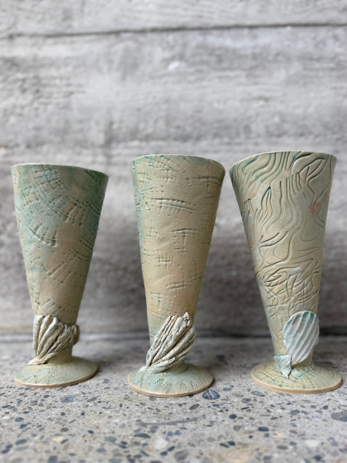 Les 3 verres vert de mer