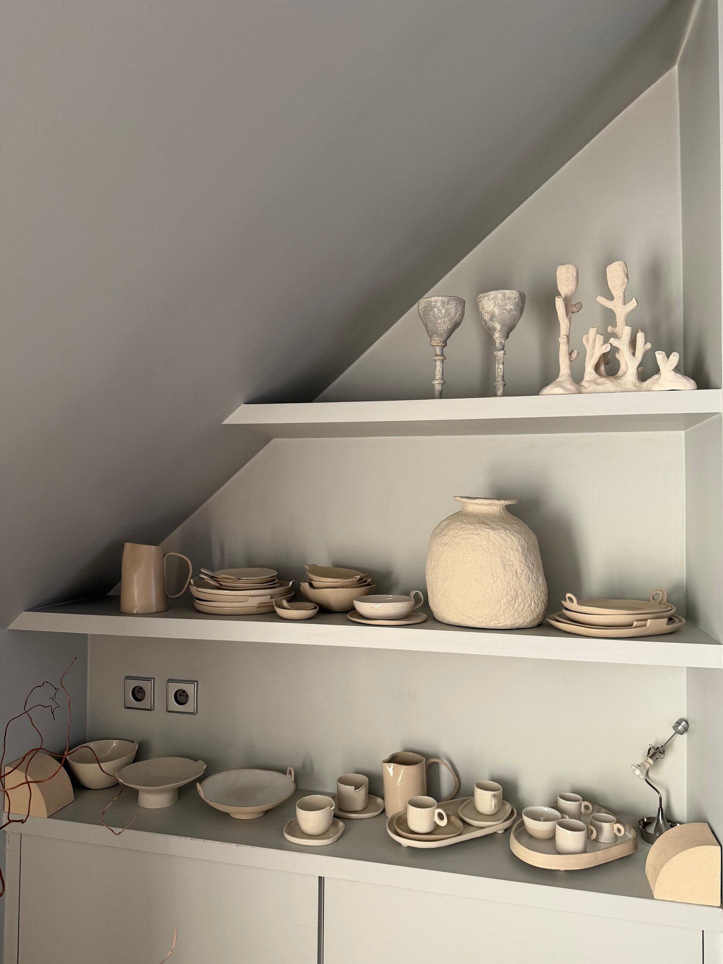Maison Bonjour - Ensemble - 2 Plats & 1 Bougeoir en Porcelaine