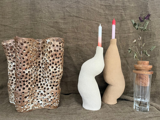 Bougeoir en Grès Roux Guylène Galantine