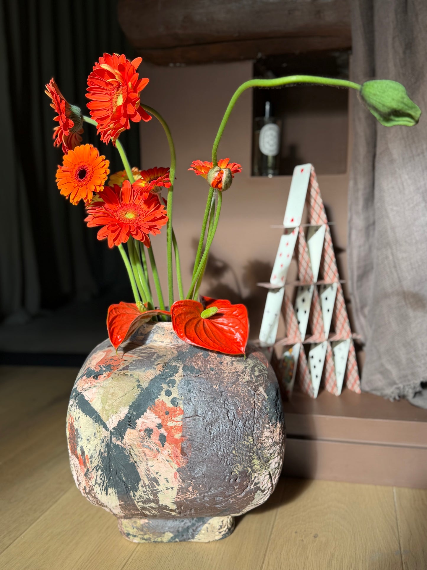 JARRE À SAKÉ , Peint à la main, Hannah André