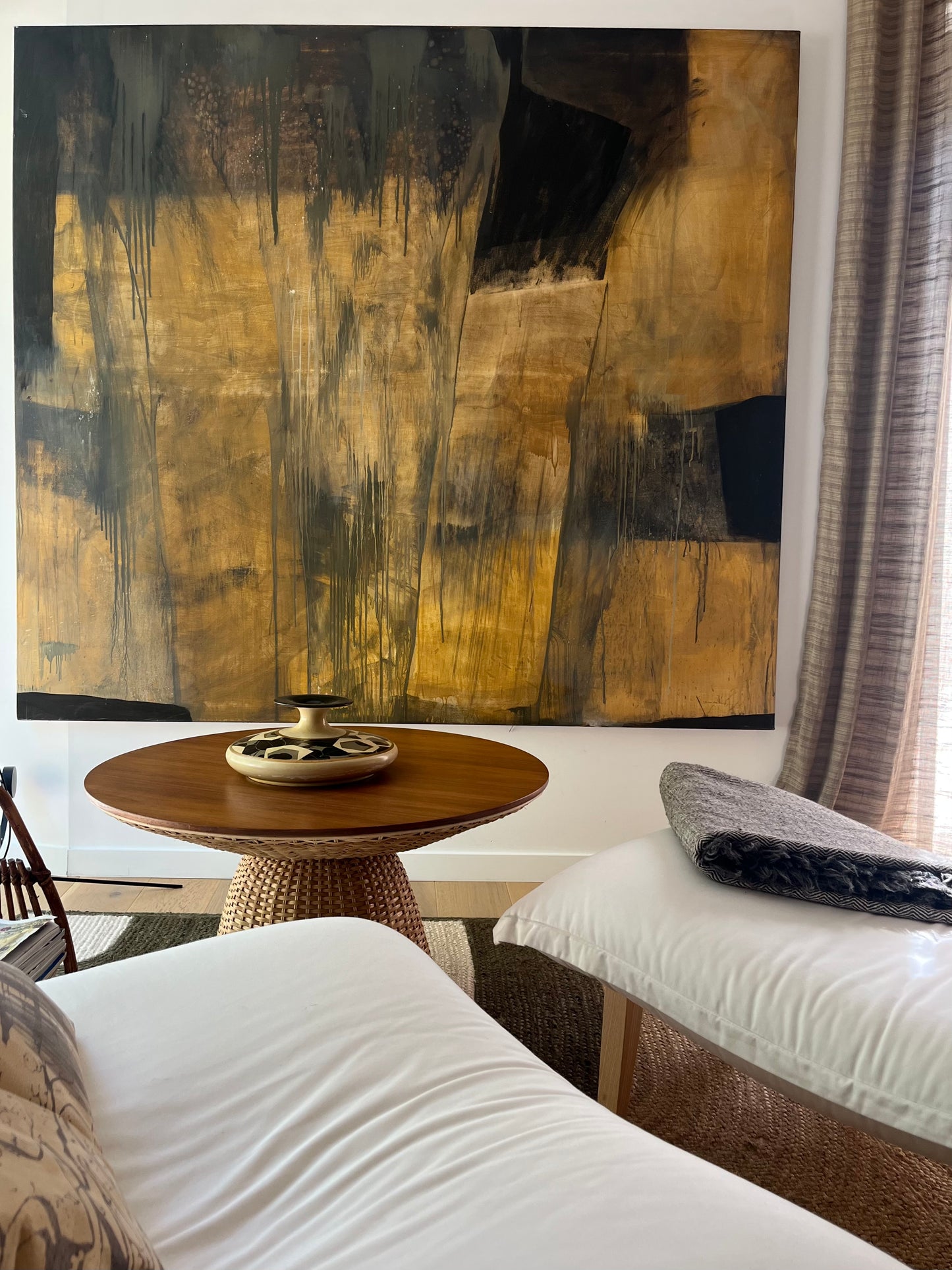 Michel Cure - Huile sur Toile - Paysage Brun Ocre