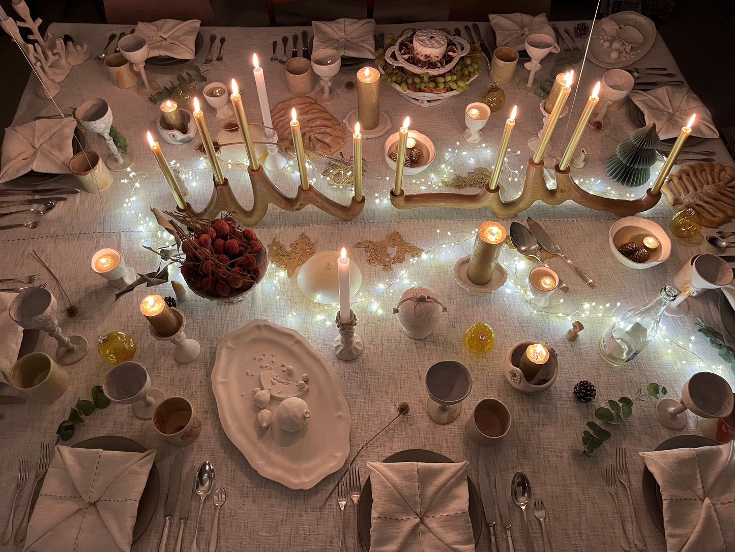 Maison Bonjour - Ensemble - 2 Plats & 1 Bougeoir en Porcelaine