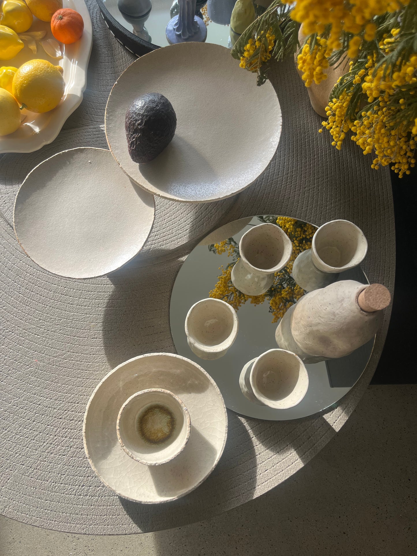 Lot plat apéro saucier et présentoirs à gâteaux - Cceramique