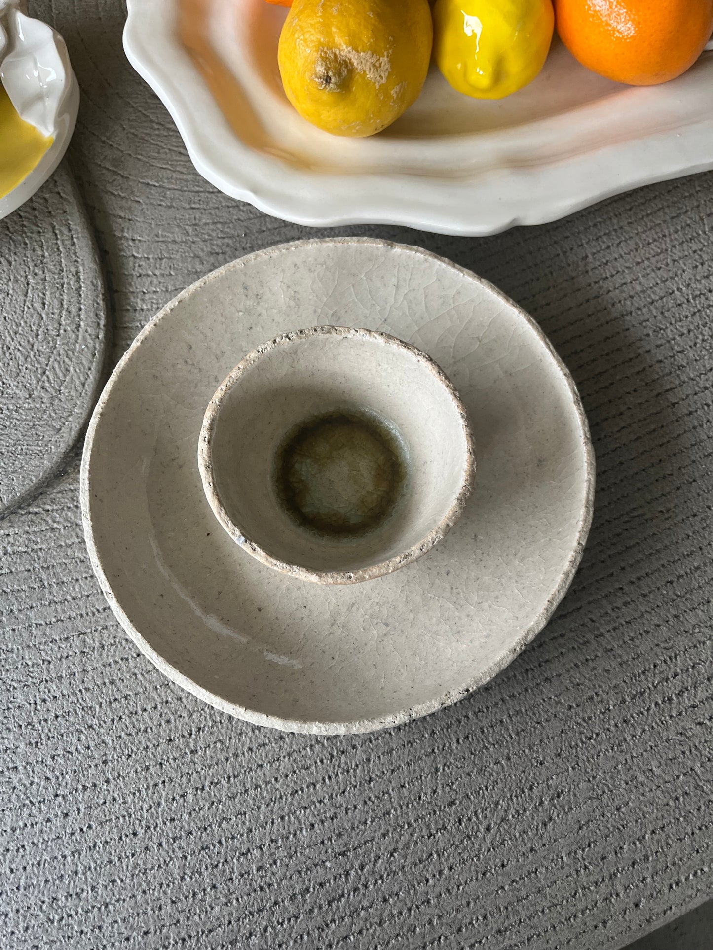 Lot plat apéro saucier et présentoirs à gâteaux - Cceramique