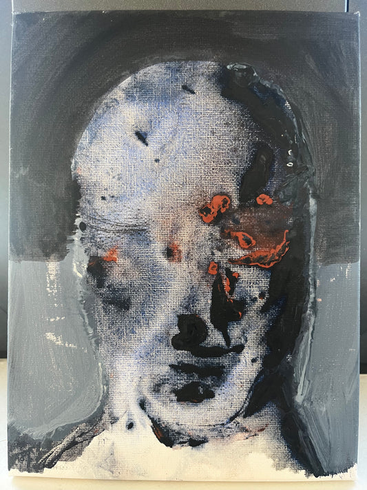 François Legoubin - Visage à demi dans noir, à demi dans bleu