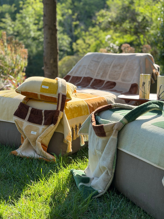 Drap de plage + Sac de plage en Éponge + Coussin  - Bed And Philosophy