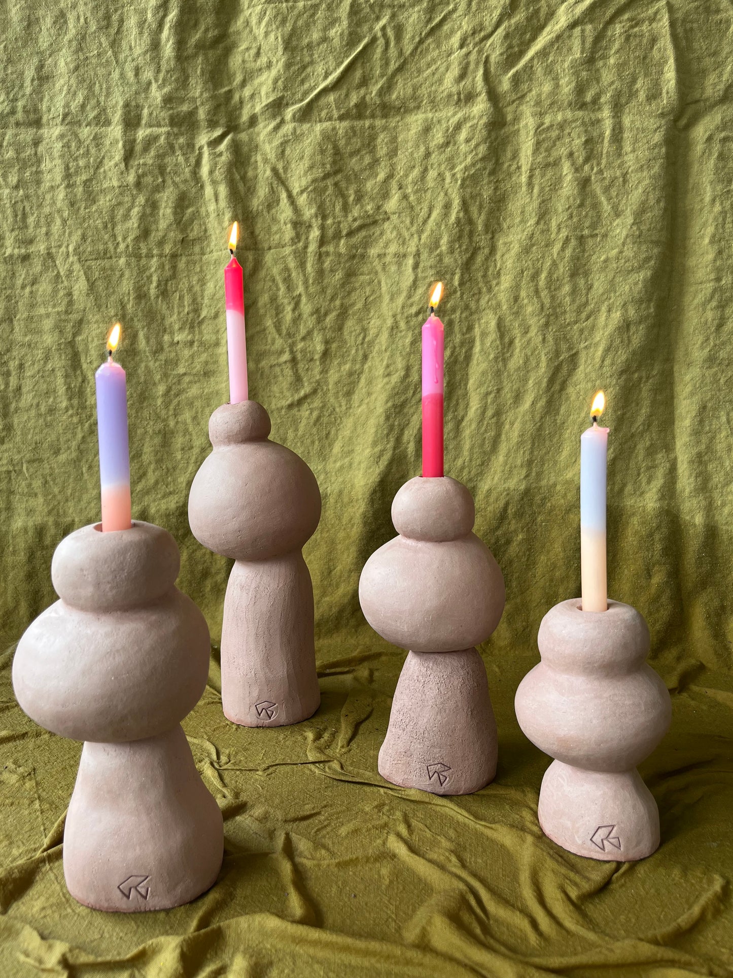 Guylène Galantine - Bougeoirs Grès Rose