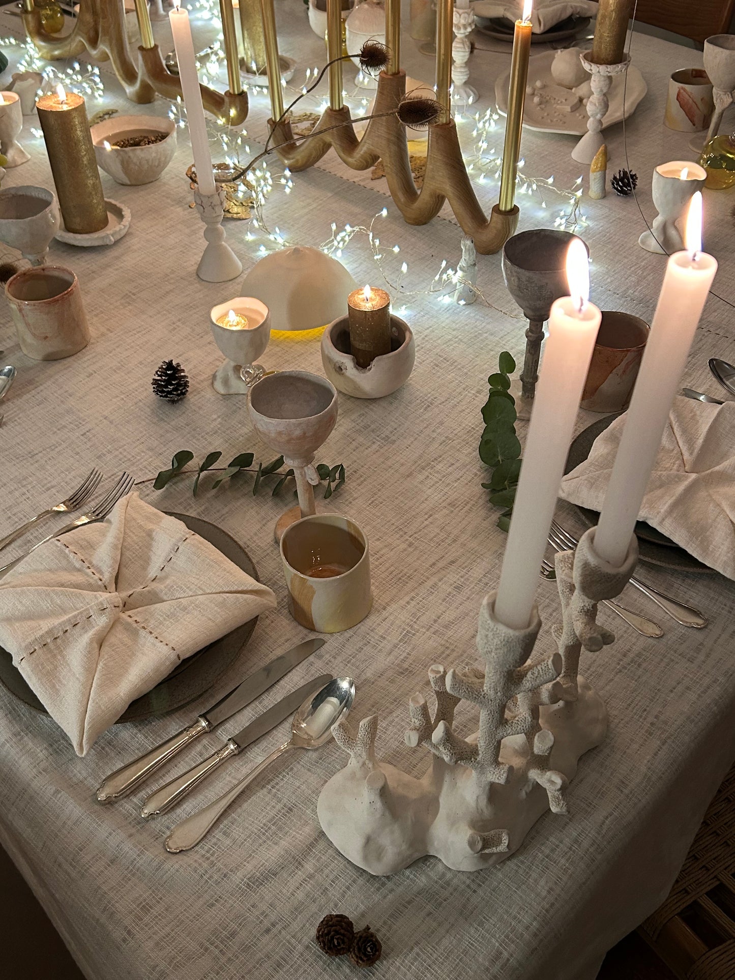 Maison Bonjour - Ensemble - 2 Plats & 1 Bougeoir en Porcelaine