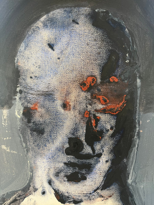 François Legoubin - Visage à demi dans noir, à demi dans bleu