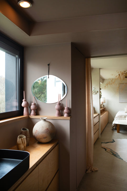 Guylène Galantine - Bougeoirs Grès Rose