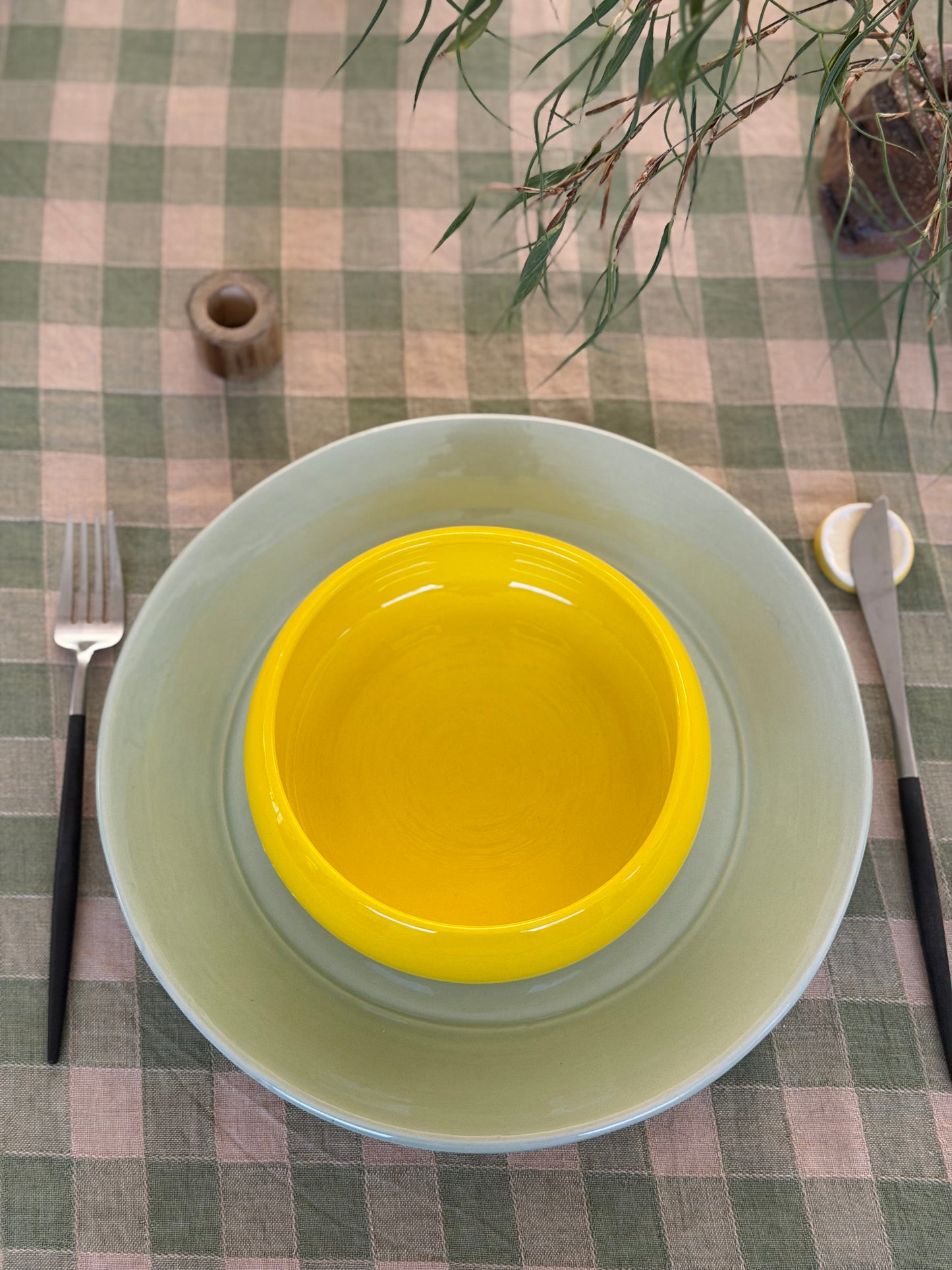 4 Assiettes creuses Jaune Soleil Ravel
