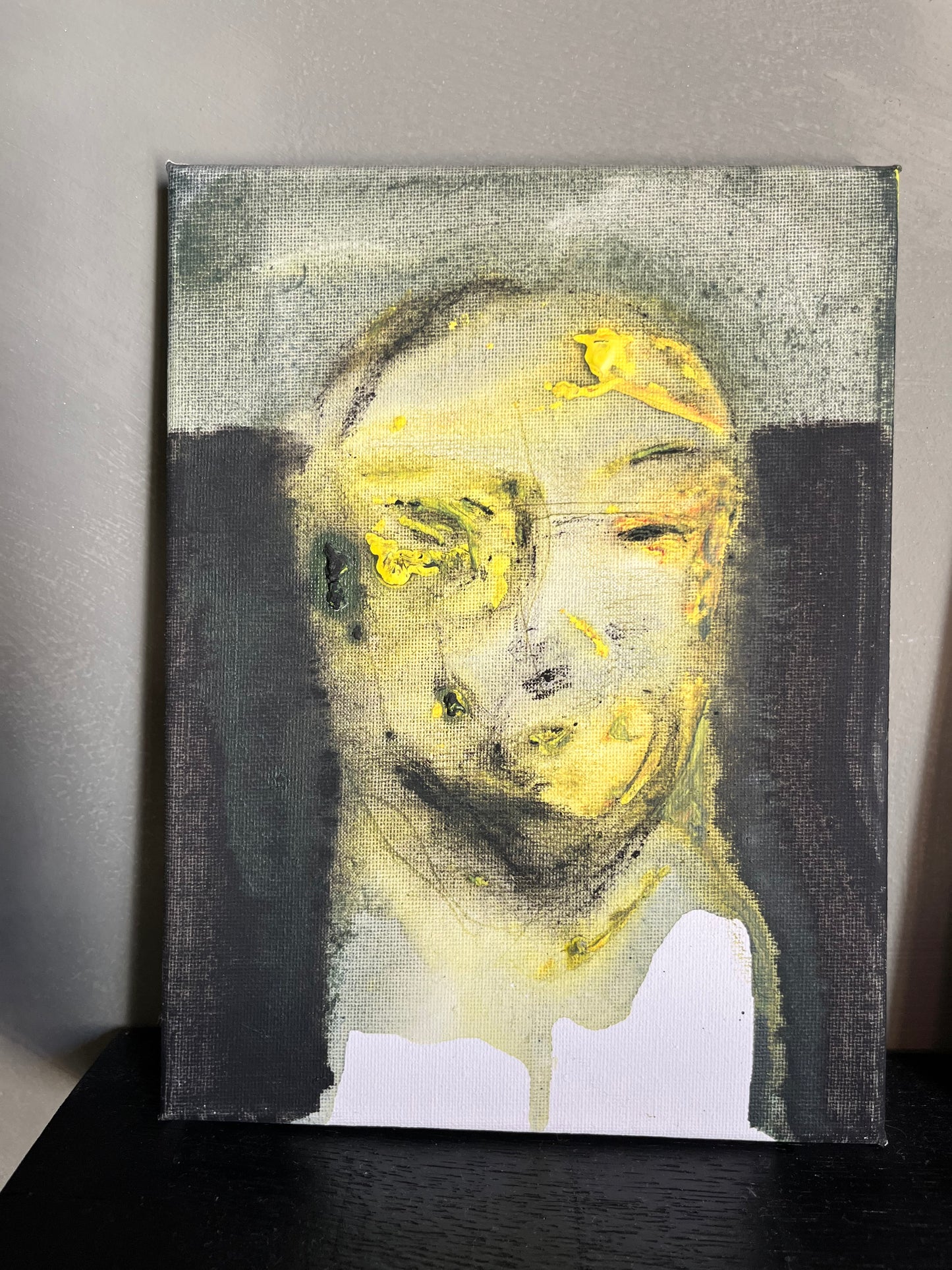 François Legoubin - Peinture - Visage Haut Dans Vert, Bas Dans Noir