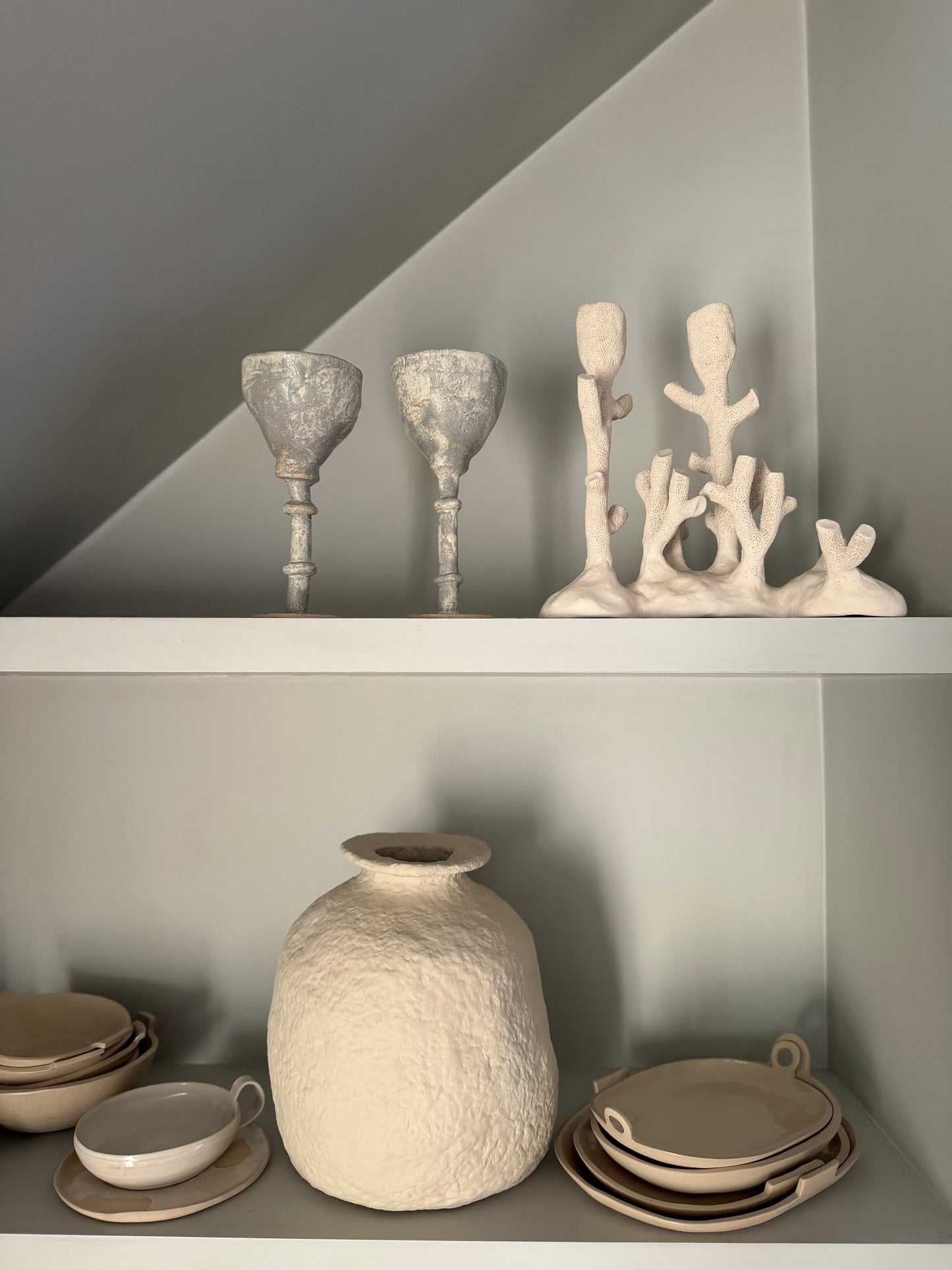 Maison Bonjour - Ensemble - 2 Plats & 1 Bougeoir en Porcelaine