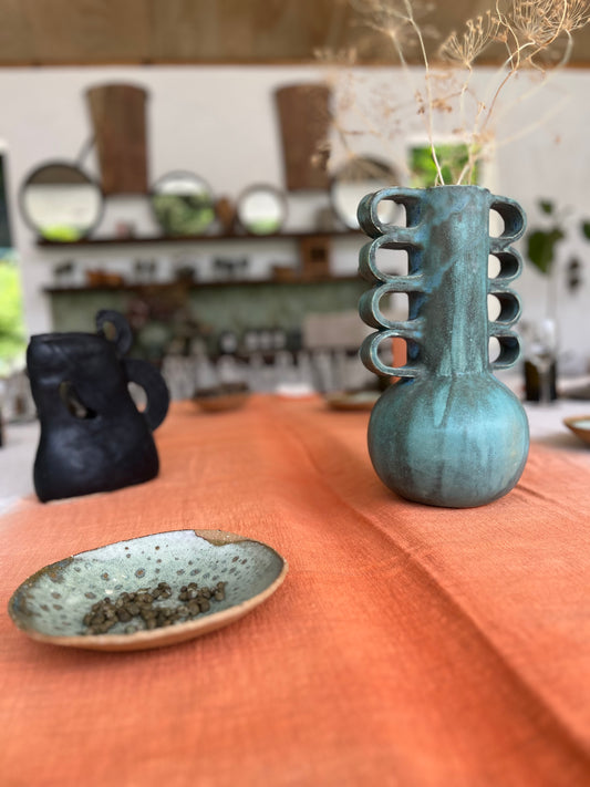 Vase ou Carafe émaillé « Cuir Moustache ou Flot du bec »Mosselbay