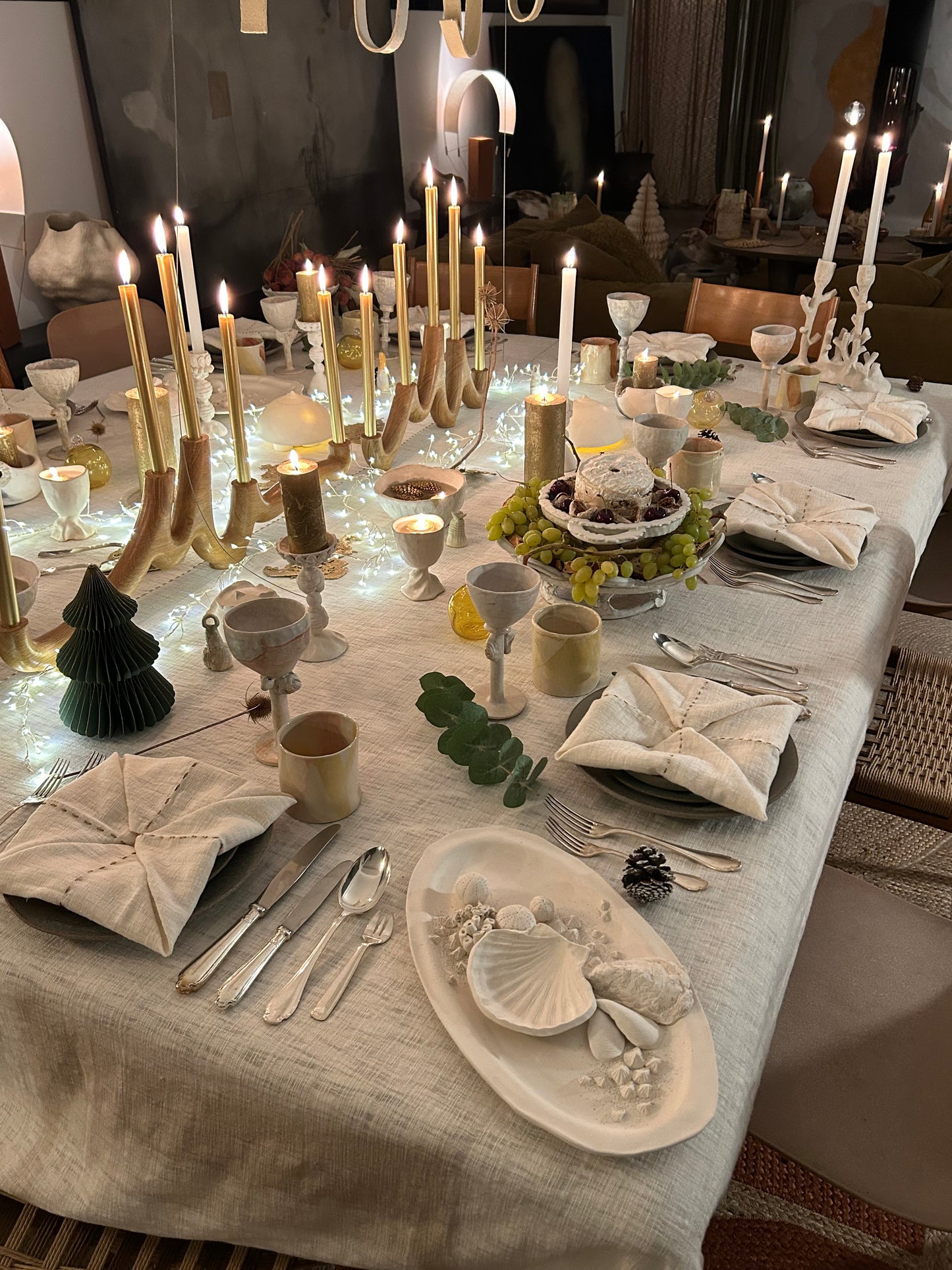 Maison Bonjour - Ensemble - 2 Plats & 1 Bougeoir en Porcelaine
