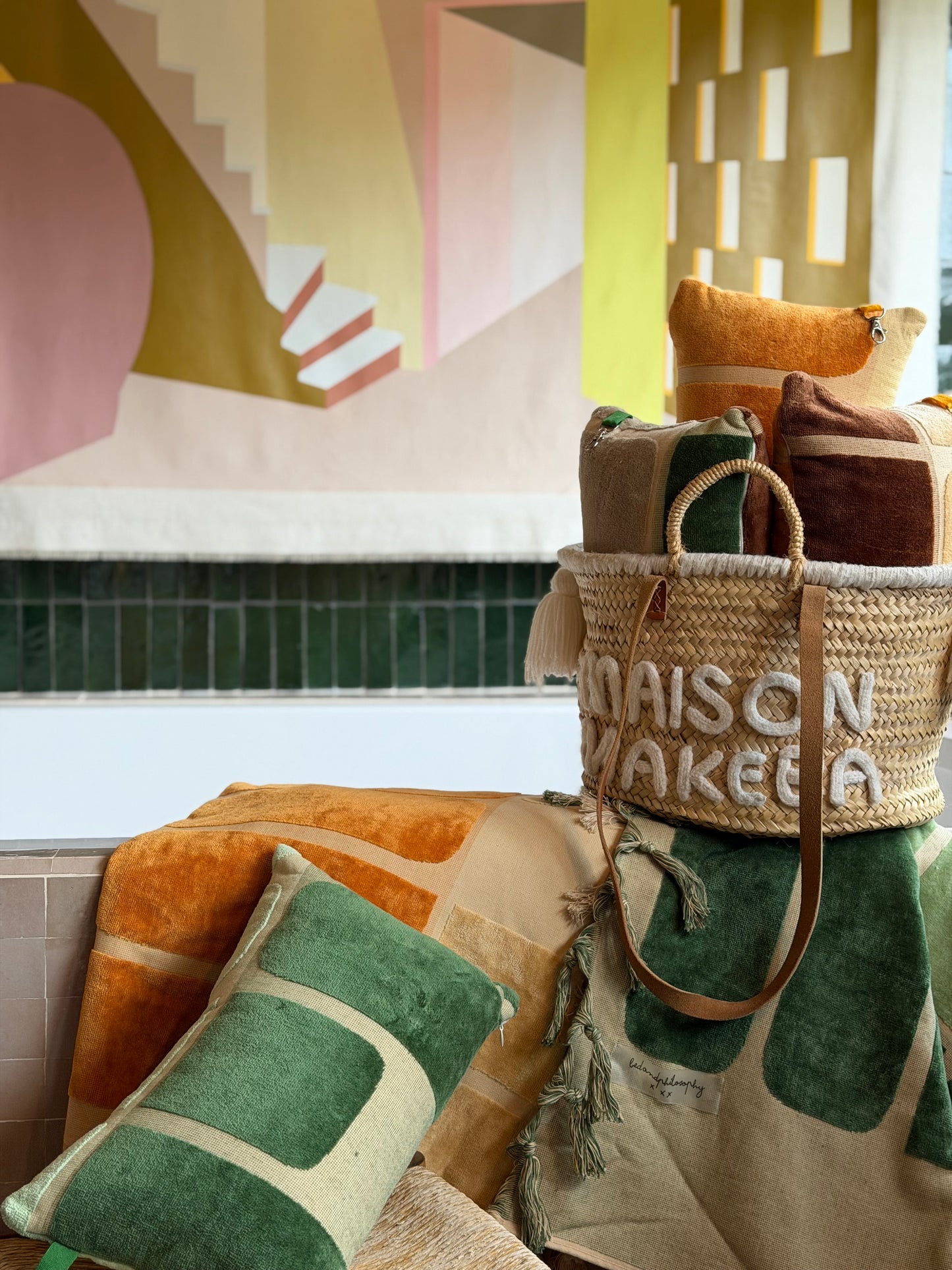 Drap de plage + Sac de plage en Éponge + Coussin  - Bed And Philosophy