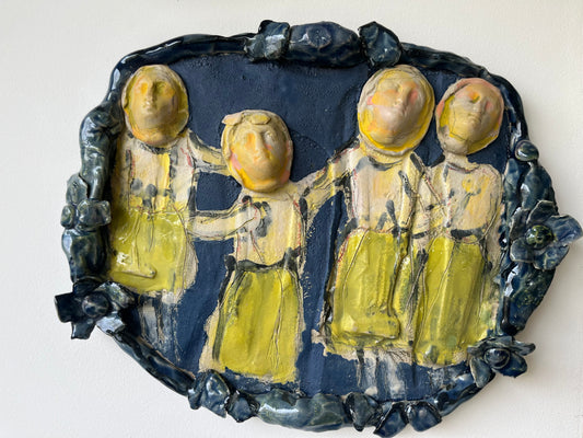 Tableau en céramique, IV personnages - Anne Saltel