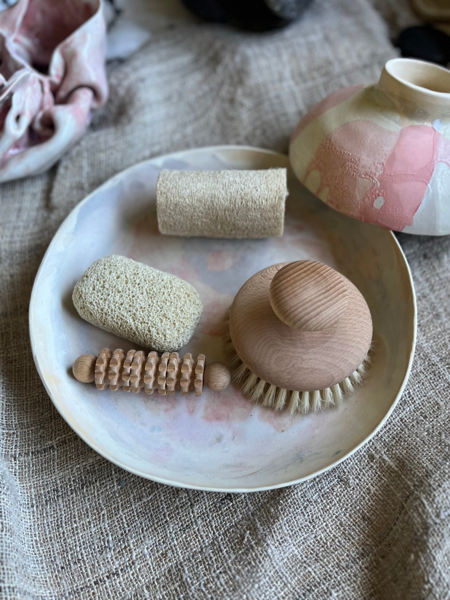 Lot d’un plat et une coupe, Muriel Senaux