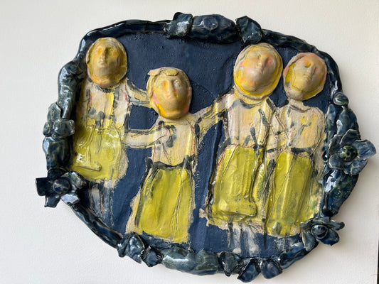 Tableau en céramique, IV personnages - Anne Saltel